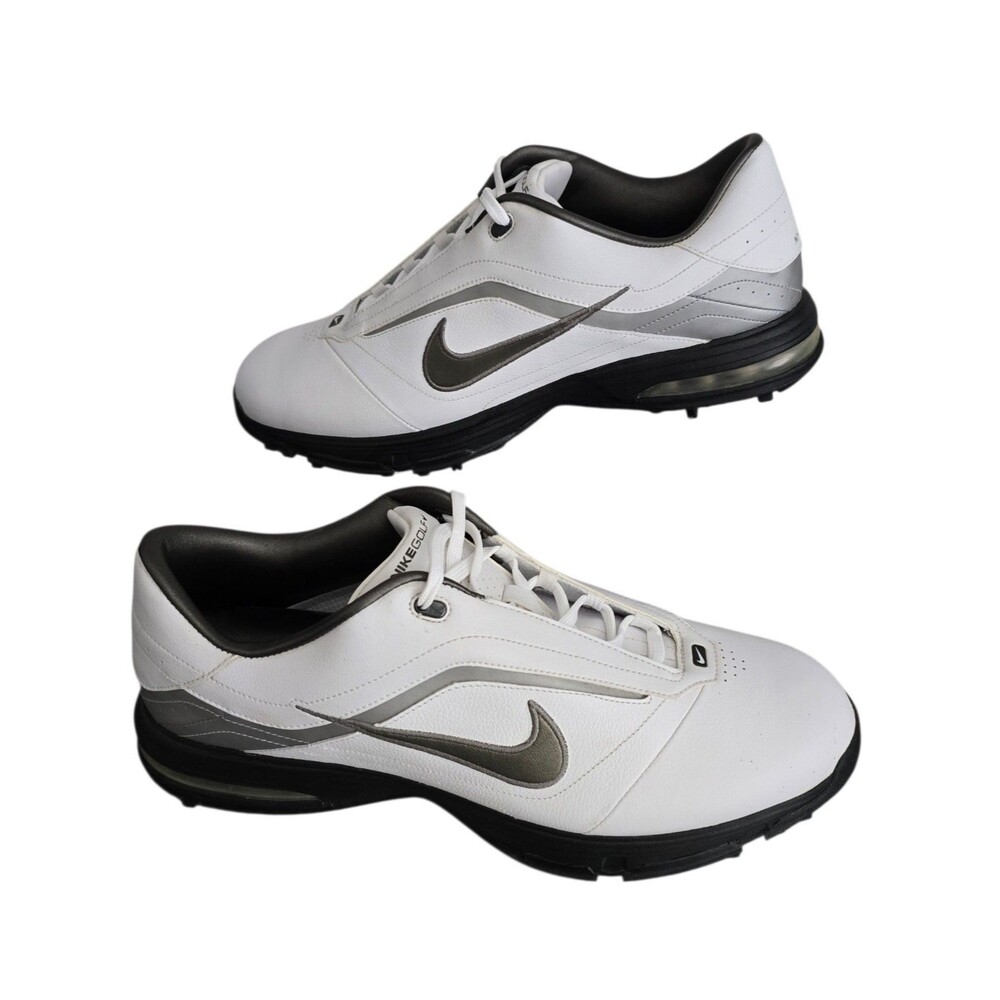 Nike Air Academy Golf Shoes Mens Size 13 Black White Gray Leather Lace Up READ